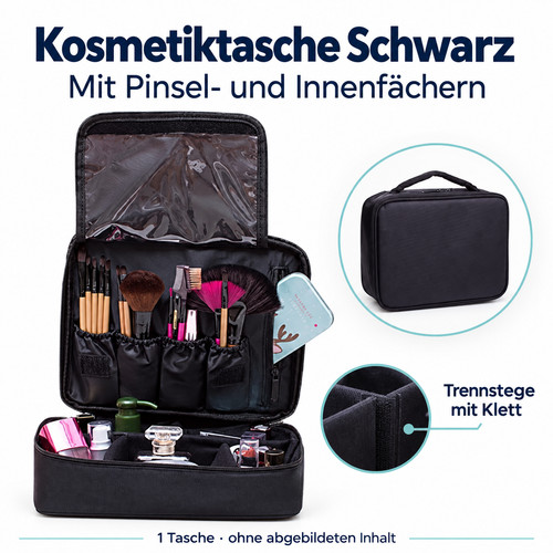 Kosmetiktasche schwarz oxford - schwarz,